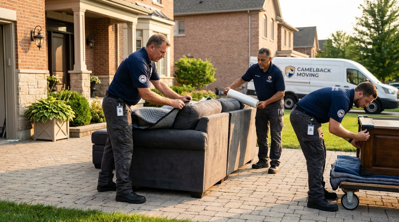 Large estate moving crew wrapping furniture in Blackfoot, ID